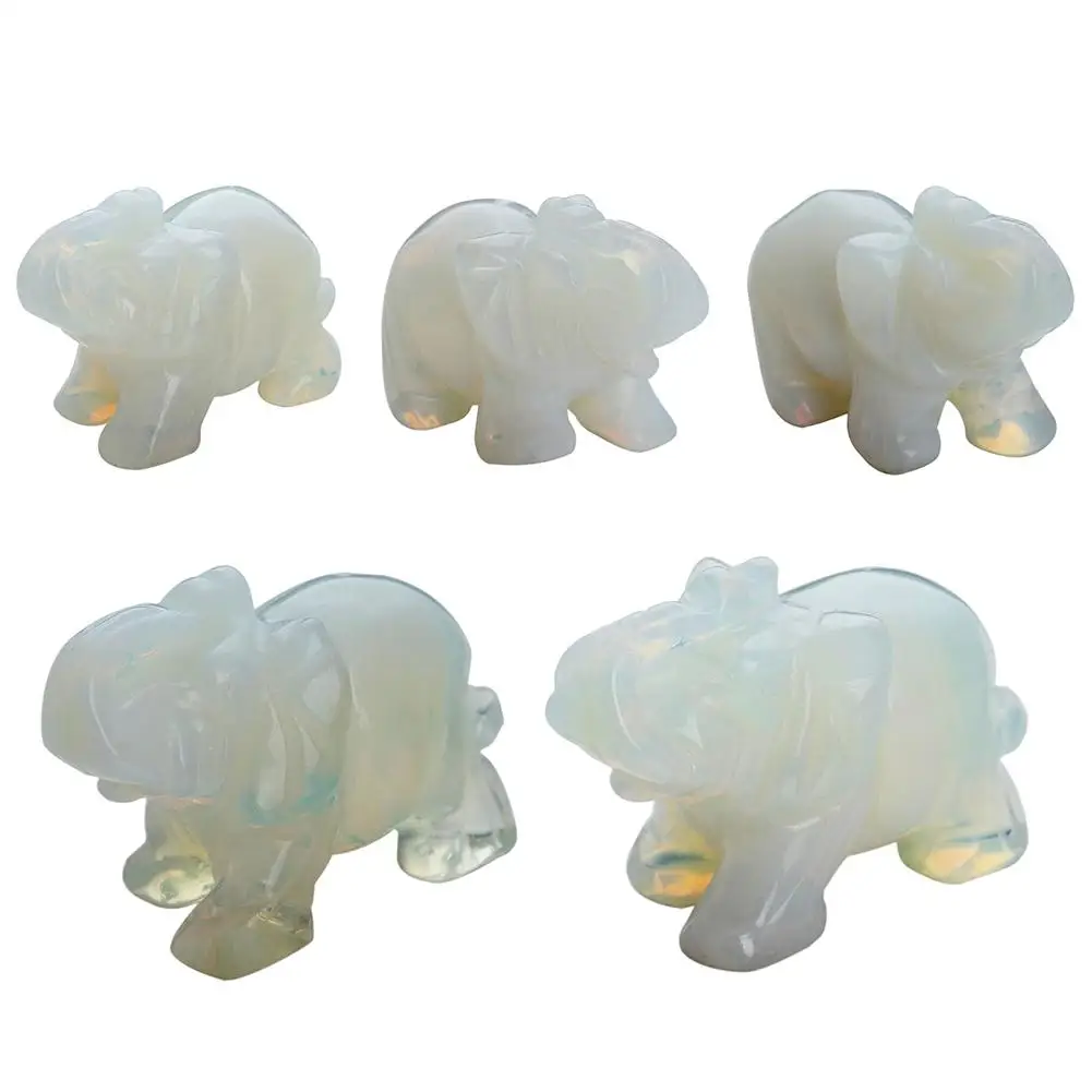 

1pc Opal/Aventurine/Obsidian/Crystal/Jade Elephants Shape Stone Creative Home Desk Ornaments Figurines Lucky Item Dropshipping