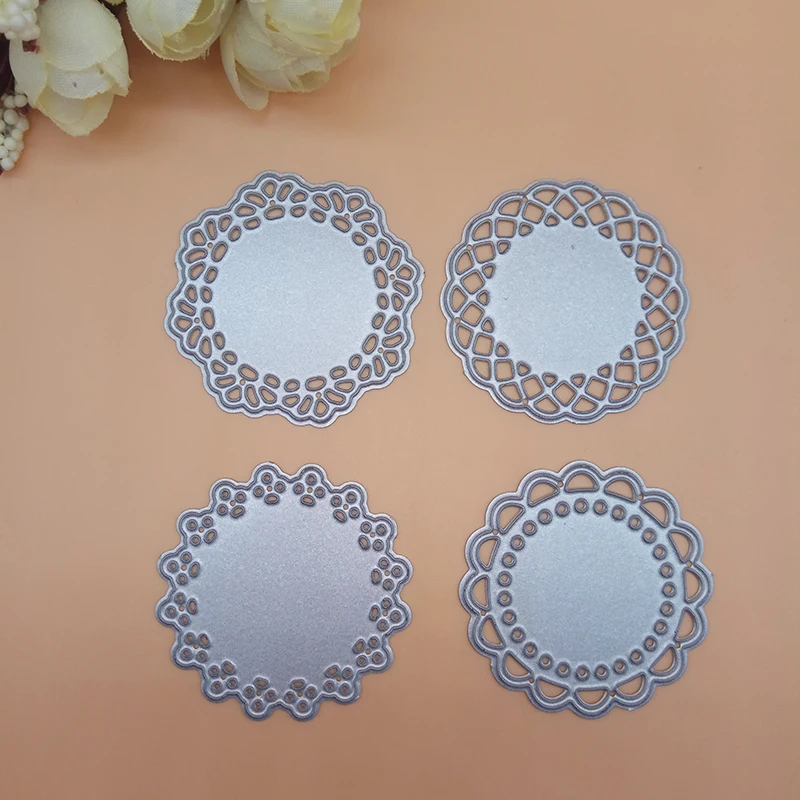 

Lace Edge Circle Frame 4Pcs Metal Cutting Die Stencils for DIY Scrapbooking album Decorative Embossing Hand-on Paper Cards