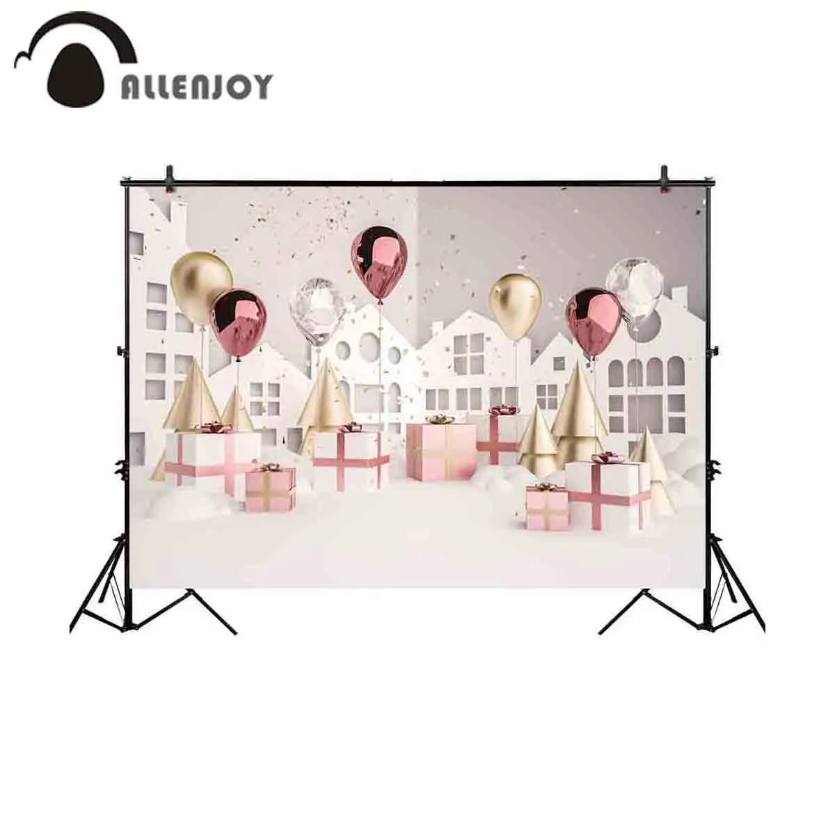 Тканевый фон для фотосъемки Allenjoy с изображением рождественских воздушных шаров