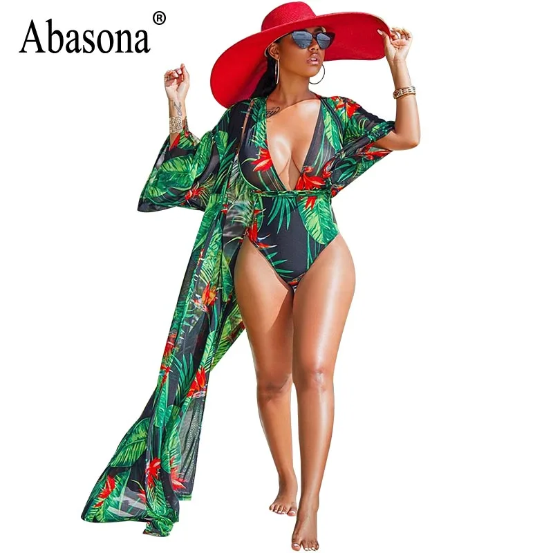 Abasona Women Bodysuits Sumemr Casual Beach Wear Printed Long Jumpsuits Boho Style Sexy Bodysuit Halter Short Rompers