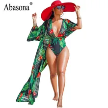Abasona Women Bodysuits Sumemr Casual Beach Wear Printed Long Jumpsuits Boho Style Sexy Bodysuit Halter Short Rompers