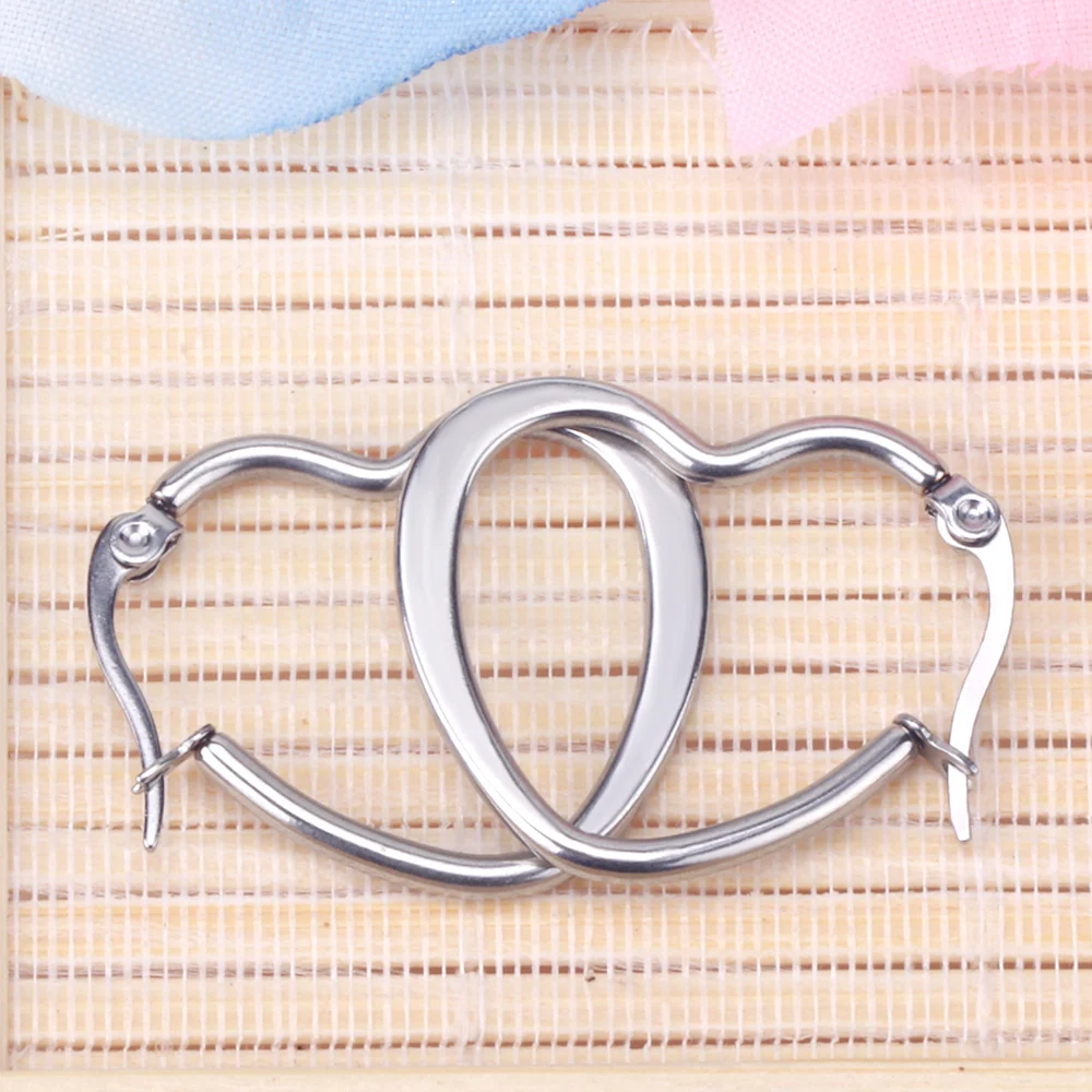 LUXUKISSKIDS модные серьги кольца в форме сердца из нержавеющей стали большие для