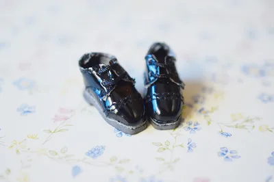 [Кожаных ботинок] ob11 обувь под костюм obitsu11 кожаной обуви(подходит для ob11, obitsu11, cu-poche, 1/12 куклы - Цвет: black