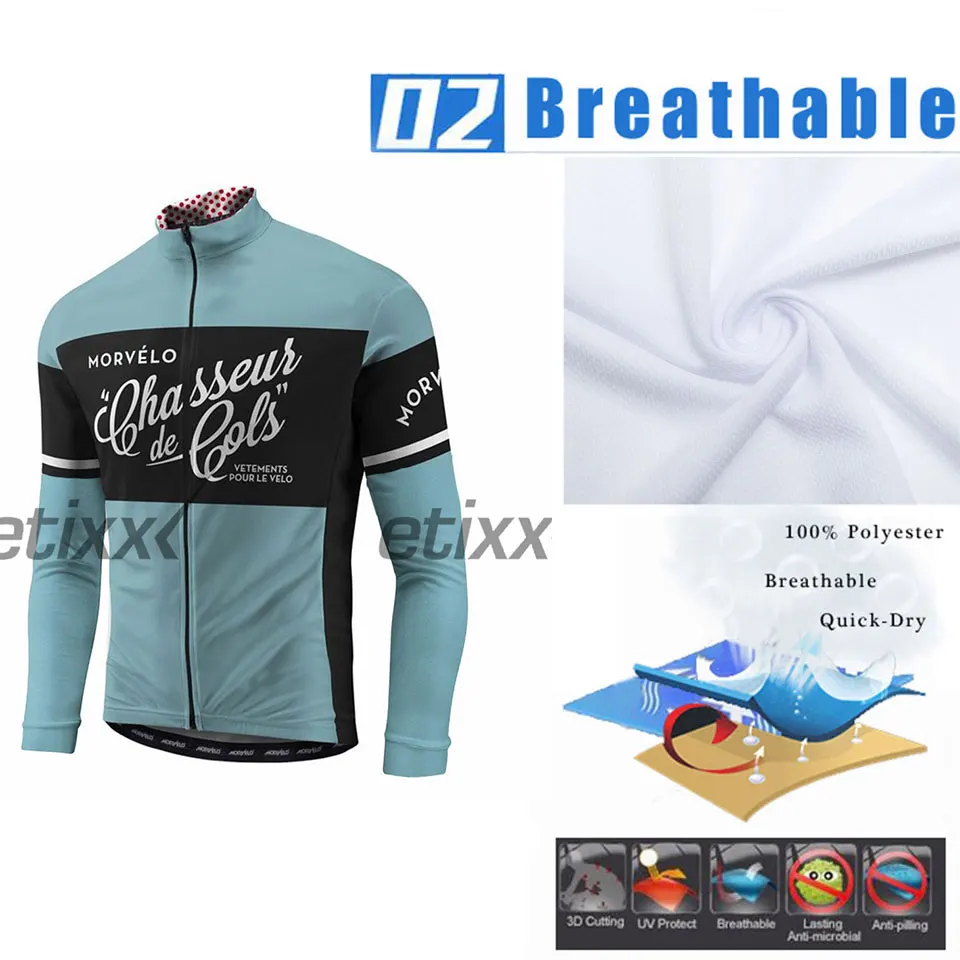 Spring autumn team Morvelo long sleeve cycling jersey set Ropa Ciclismo breathable racing bike clothing MTB Bike 9D gel pad