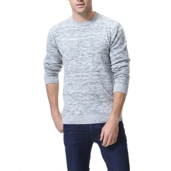 

Autumn Winter New Mens Pullover Sweaters Slim Solid Color Round Neck Knitted Casual Fashion Sweater