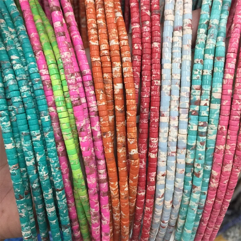 

Green Blue Red Imperial Jaspers Heishi Natural Stone Sea Sediment Turquoises for Jewelry Making DIY Handmade Bracelet Wholesale