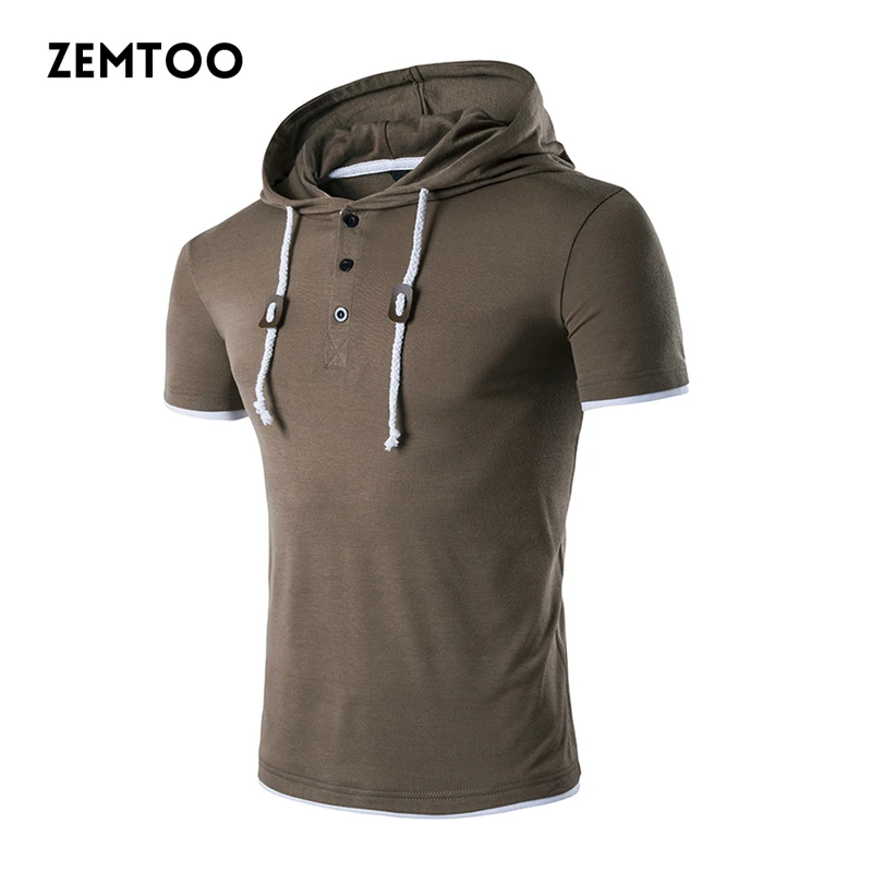 

Brand Men's T Shirt 2017 Summer Fashion Hooded Short-Sleeved Tees Male Camisa Masculina T-Shirt Slim Fit Male Tops Tees ZE0230