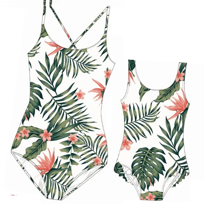 

Mom and Daughter Swimwear Floral Print Mother Daughter Matching Swimsuits Bikini Family Look Mommy and Me Bathing Suit Clothes