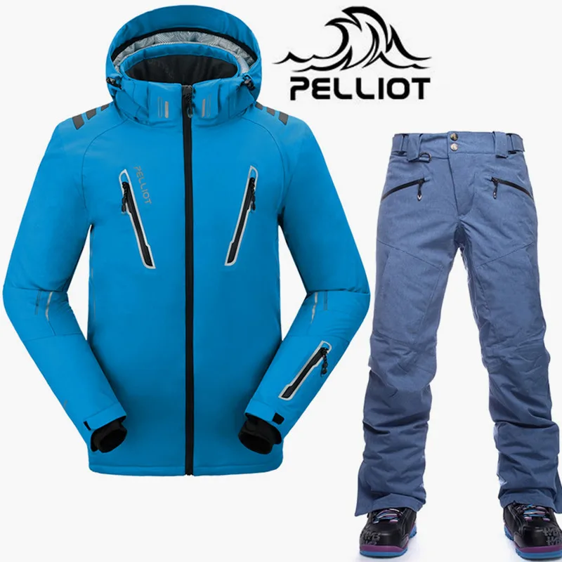 Pelliot العلامة التجارية بدلة تزلج الرجال سترة تزلج على الجليد السراويل للماء سوبر الدافئة الجبلية التزلج دعوى الذكور على الجليد الدعاوى الشتا...