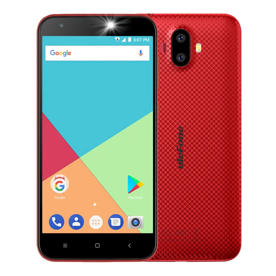 Ulefone S7 Pro две тыловые камеры Android 7 0 MTK6580 четыре ядра 5 дюймов HD 13 МП 2 Гб ram 16 ГБ rom 2500