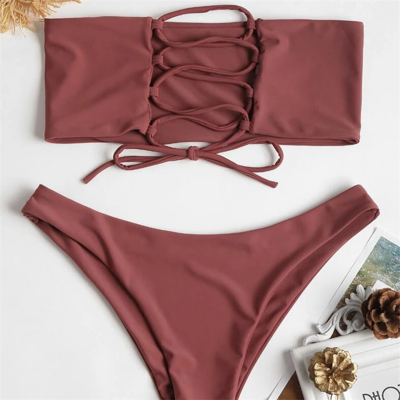 

Bikinis 2019 Swimwear women Two piece swimsuit Sexy Bikini set biquini Bandage Bandeau bathing suit Swimming suit for women