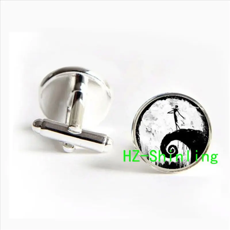 

Nightmare Before Christmas Inspired cufflinks jewelry round glass Cabochon cufflinks art gift for women for children 2017