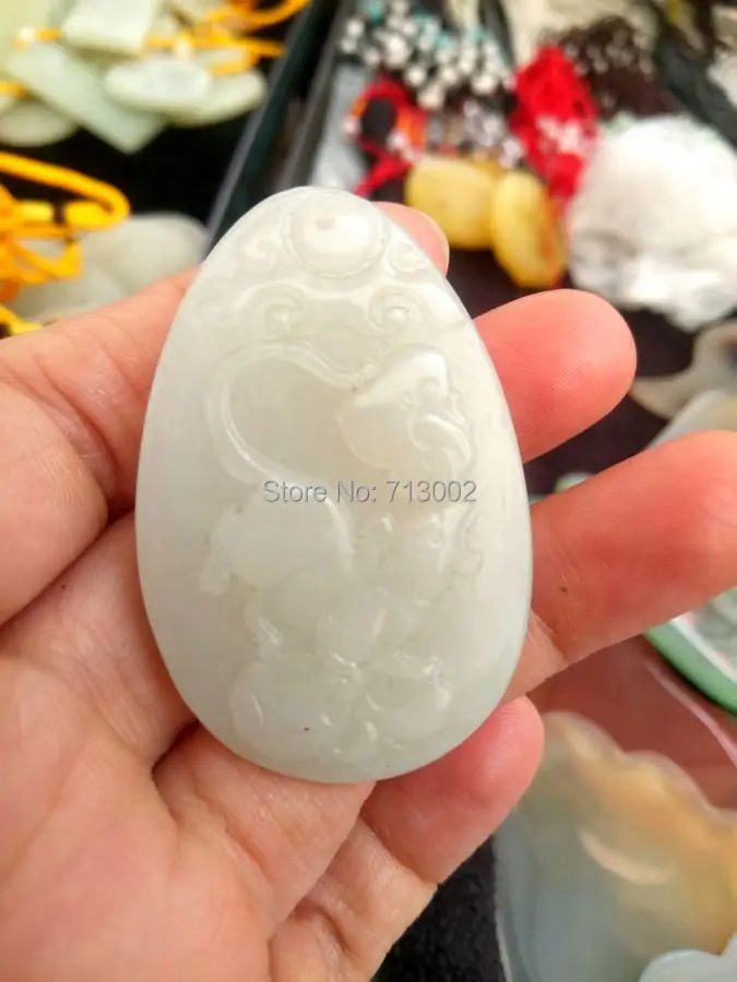 Fine milky White Jade mouse Pendant jadeite Amulet mice Necklace Talisman Chinese zodiac | Дом и сад