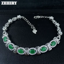 ZHHIRY настоящий изумруд драгоценный браслет настоящий 925 пробы Серебряный натуральный драгоценный камень женские ювелирные изделия Платина четыре Драгоценных Камня