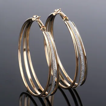 

Classic Round Big Hoop Earring 1 Pair Round Loop Circle Gold And silver color Hoop Earring Large Size Punk Earrings For Women