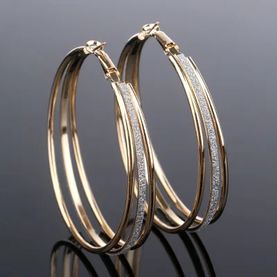 

Classic Round Big Hoop Earring 1 Pair Round Loop Circle Gold/silver color Hoop Earring Large Size Punk Earrings For Women