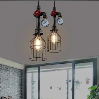 

Creative retro style industrial loft chandelier Water pipe chandelier lamp bar iron restaurant lights