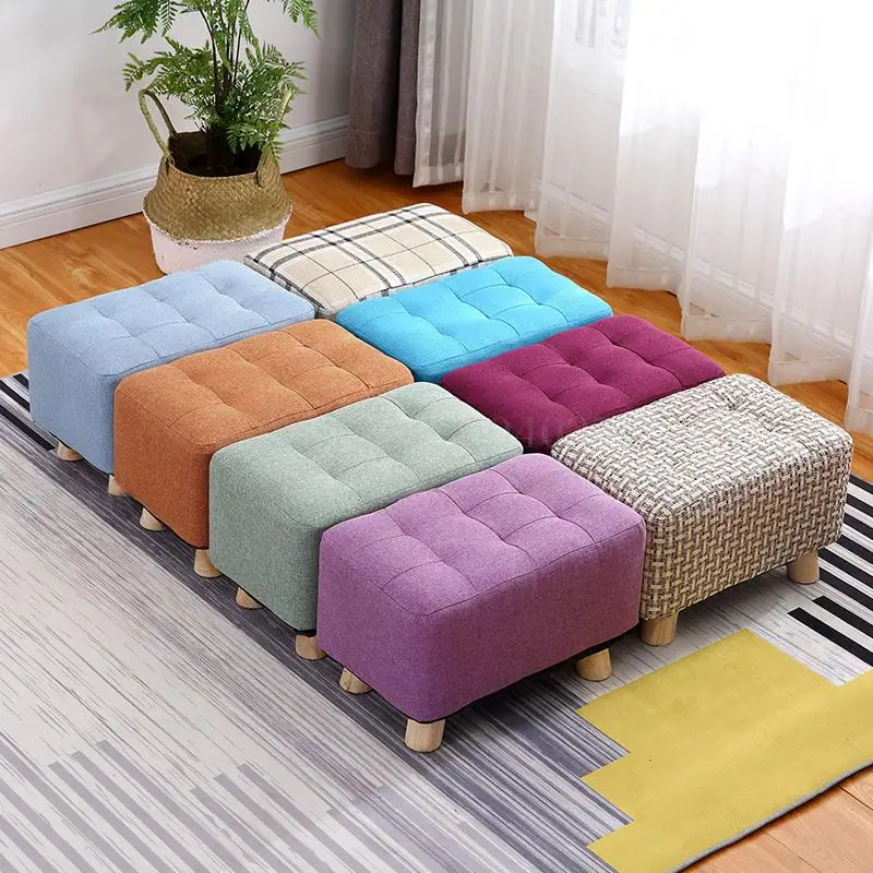 

Fabric stool home sofa bench lazy bench solid wood shoes bench simple low stool living room coffee stool bench