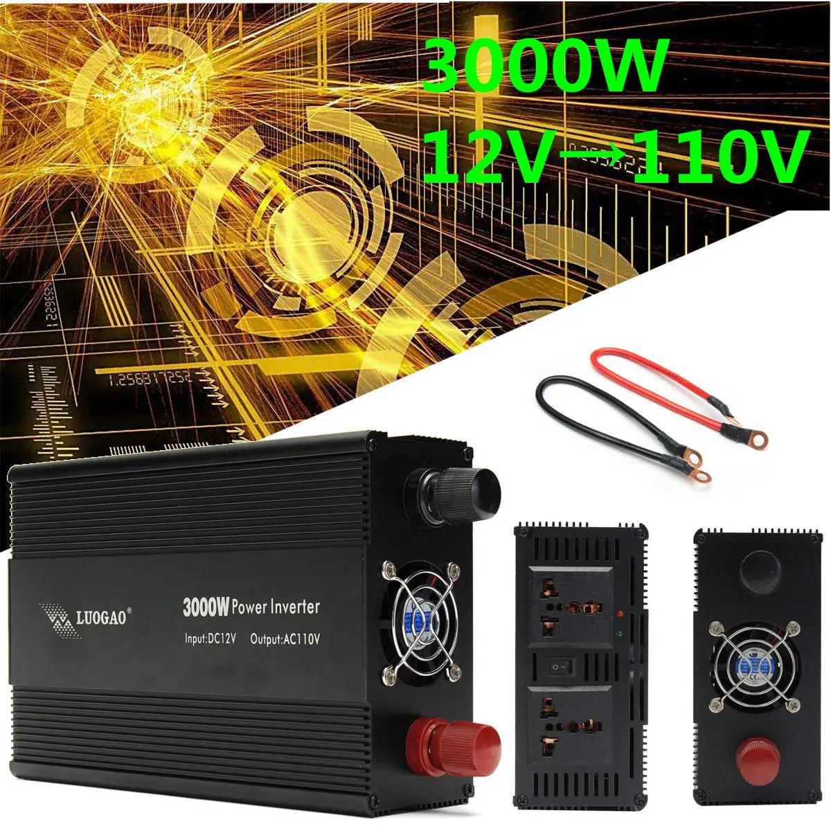 

Power Inverter 12V 220V/110V 3000W P eak 6000W Voltage transformer DC 12V To AC 220V /110V Adapter Charger Modified Sine Wave