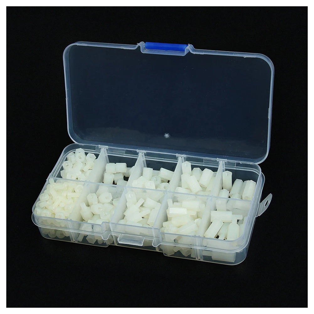 

300pcs M3 Nylon Hex Screw Nut Spacer Standoff Varied Length Assortment White