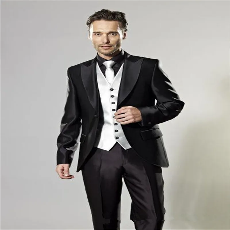 Индивидуальный заказ Красивый смокинг для жениха вечерний костюм жениха блестящий черный костюм из трех предметов (куртка + брюки + галстук
