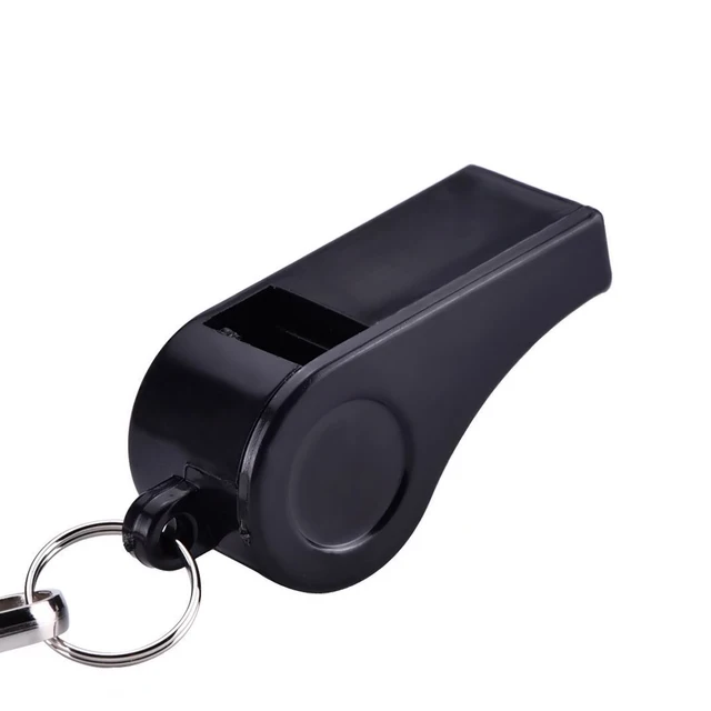 2pcs Plastic Sports Training Whistles with Lanyard (Black)