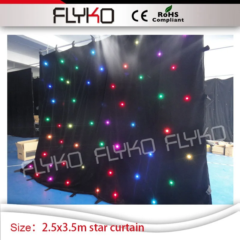 

fireproof curtain RGB led lamps free shipping star curtain dj wedding screen 2.5mx3.5m
