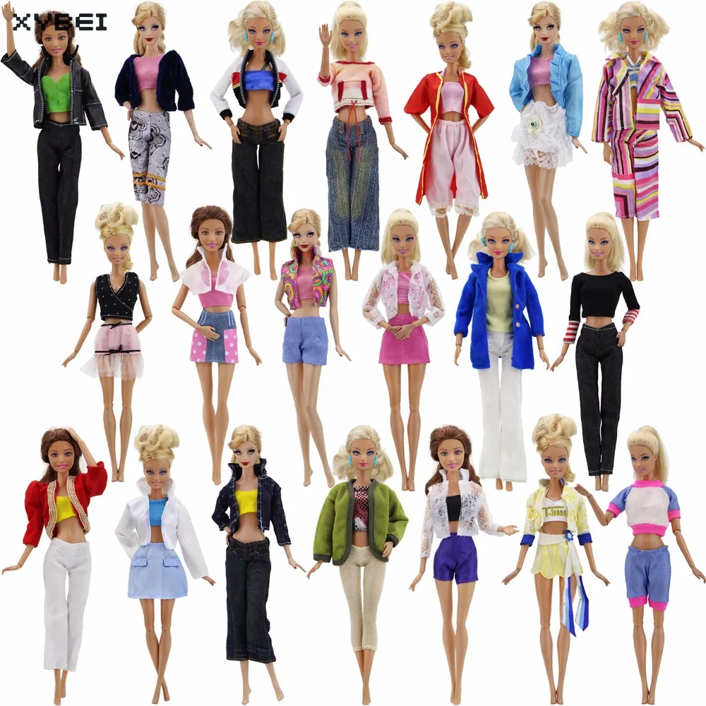Случайный выбор 10 шт./лот кукольные комплекты одежды модная одежда повседневные платья костюмы для обувь для куклы Барби Детские игрушки Z4
