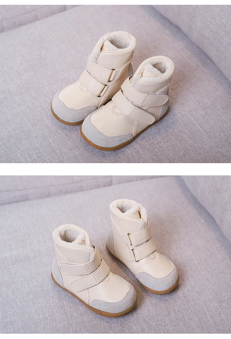 MHYONS/детская обувь для малышей Детские зимние теплые ботинки плюшевые зимние ботинки на толстой подошве для мальчиков и девочек большие размеры 22-33