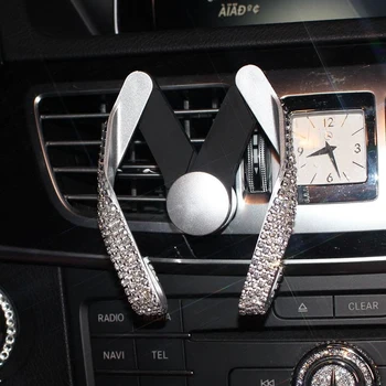 

Luxury Diamond Rhinestone Car Phone Holder For Mobile Phone Universal Air Vent Mounts Clip Holder GPS Holder Adjustable Styling