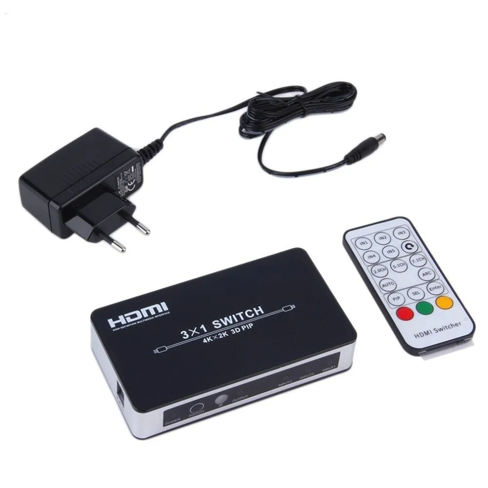 

HD 3 Port 3x1 HDMI Switch 3 Port HDMI Input 1 Output 4Kx2K 3D for PIP Switcher Video Display HDCP 1.4 for PS3 PS4 HDTV DVD TV