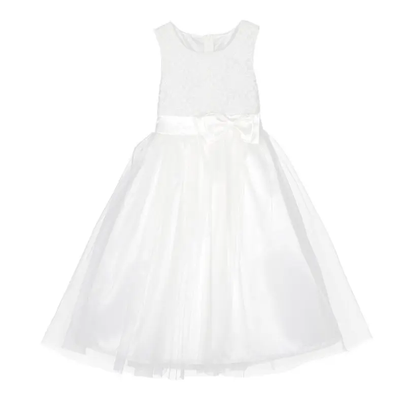 

Girl Kid Baby Princess Party Wedding White Lace Bow Tulle Tutu Dresses Vestido Summer S2