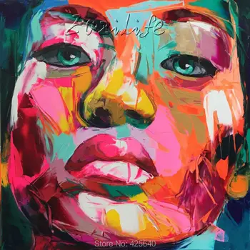 

Palette knife painting portrait Palette knife Face Oil painting Impasto figure on canvas Hand painted Francoise Nielly 15-56