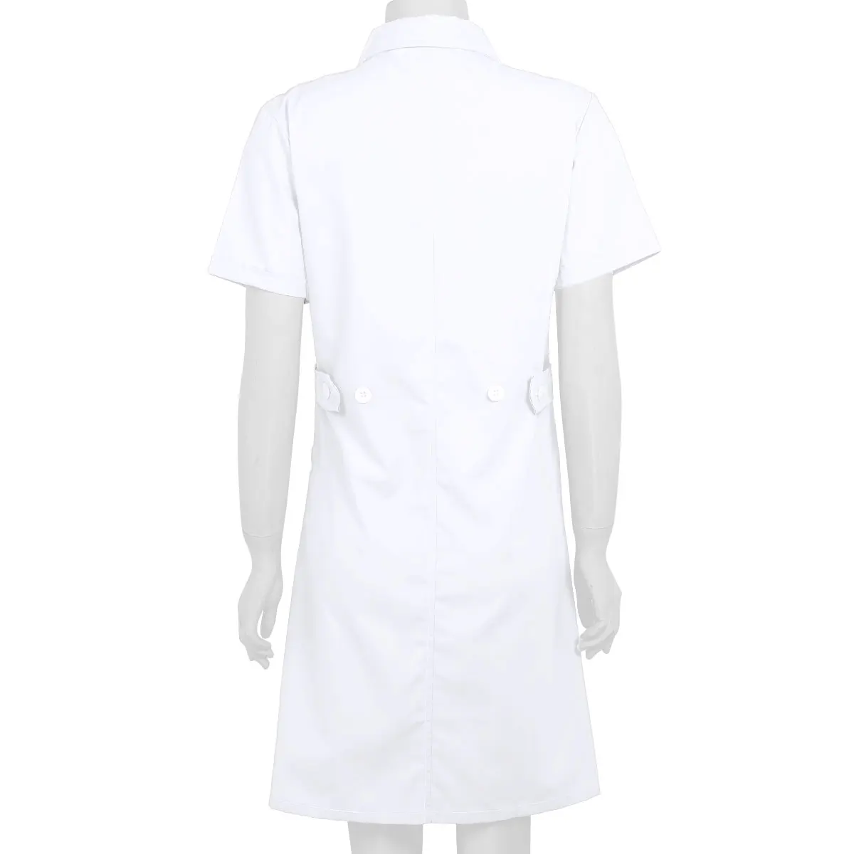 TiaoBug, для взрослых, воротник с лацканами, короткий рукав, пуговица спереди, больничный медицинский костюм, скраб, лабораторное пальто, для женщин, медсестры, доктор, Униформа, платье