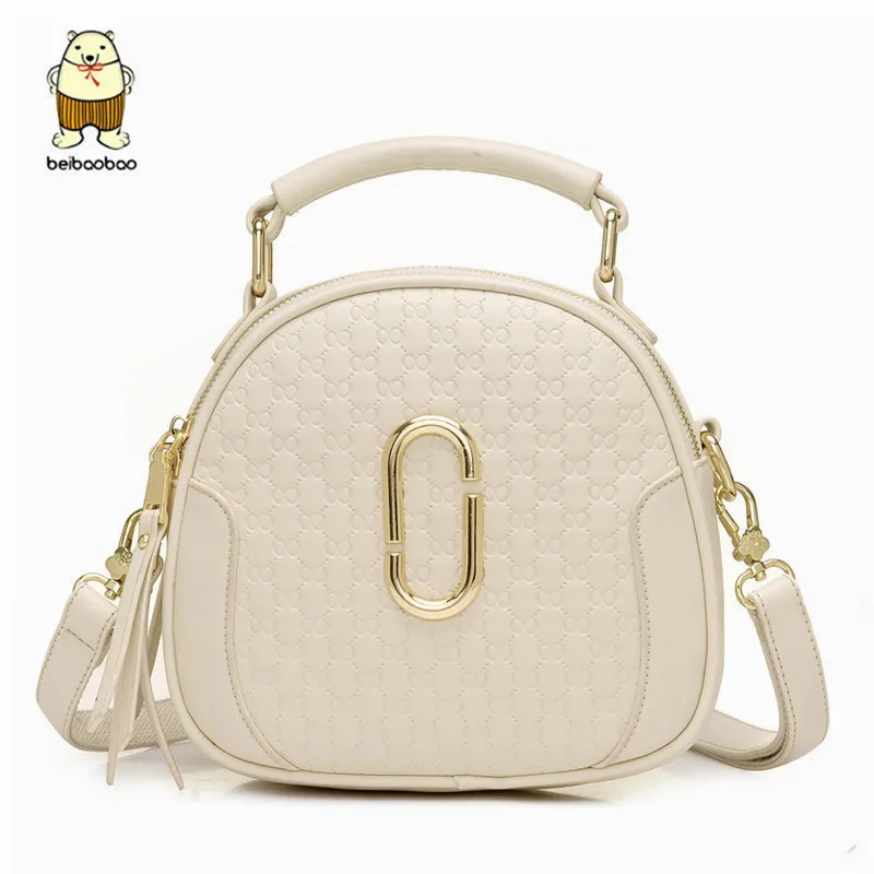 

Beibaobao 2019 Fashion Women Shell Bucket Bag Vintage Clips Messenger Bag High Quality Retro Shoulder Bag Simple Crossbody Bag