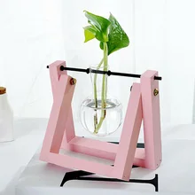 Гидропонное стекло ящик для комнатных растений, круглая объемная ваза с деревянная подставка, лоток настольный стол Декор MDD88