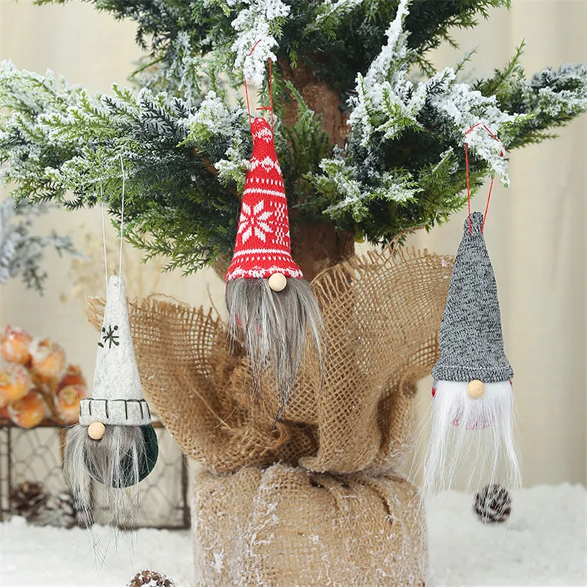 Круглая карликовая кукла красный серый лесной человек кукла украшение белая борода праздничное украшение Рождественская елка кулон