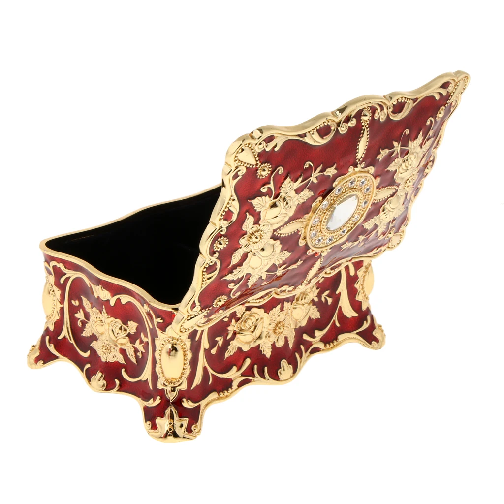 MagiDeal Retro Enamel Flower Sculpture Trinkets Chest Jewelry Box Organizer 18 x 12 x 8cm