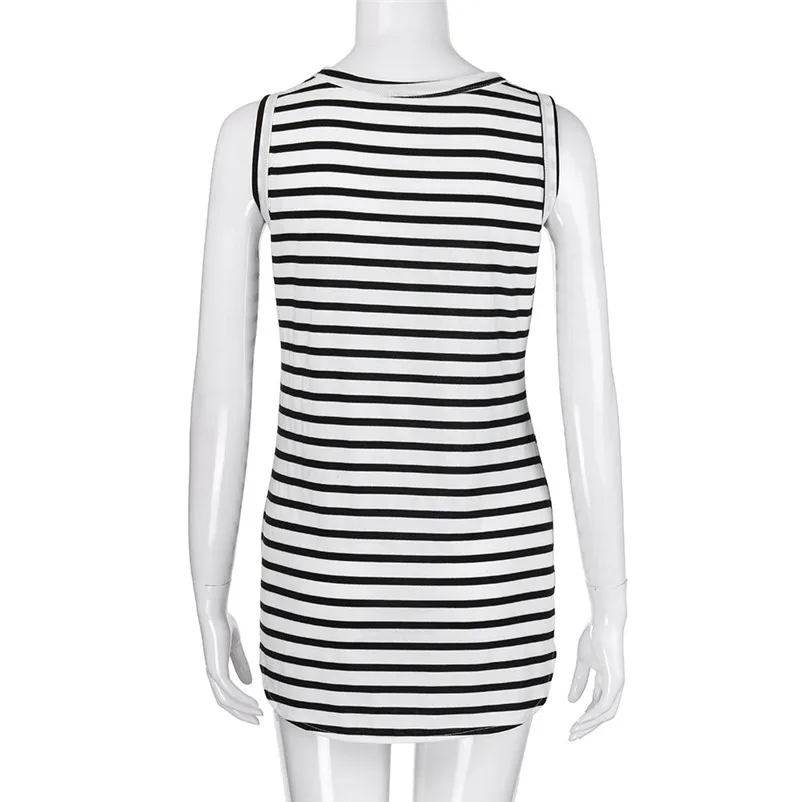 HOT sell Fashion womens tops and blouses summer 2018 V-Neck Button Cotton Stripe Sexy Vest Sleeveless Shirt camicette Y18#N  (4)