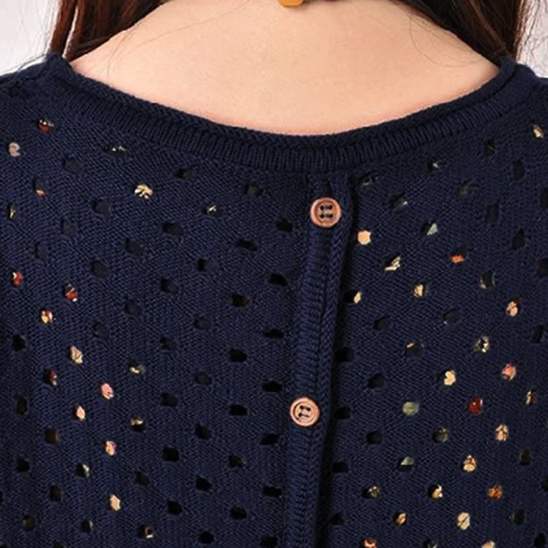 Autumn Winter Women's Long sleeve Knitted Floral Dress Loose Casual Party Dress
