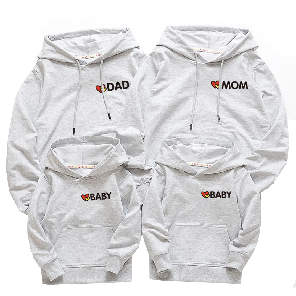 

Hoodeis Cotton Matching Family Sweatshirts New Causal Gray Family Clothing Fashion Matching Family Outfits Red White Black