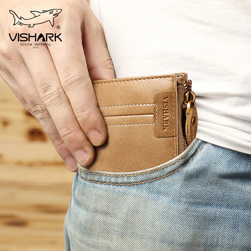 

VISHARK Men's Wallets Small Organizer Wallet for Man Coin & Card & ID Holder Zipper Pocket with Large Capacity 330002S