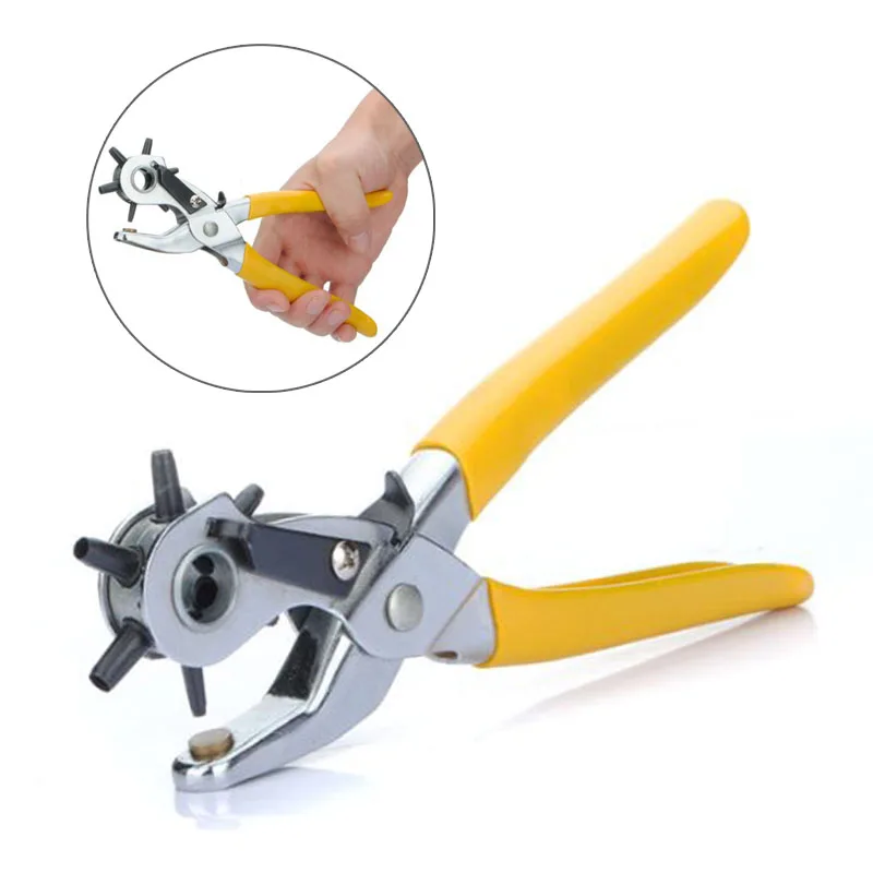 Professional Belt Punch Tools For Leather Craft 6 Sized Heavy Duty Leather Hole Hand Pliers