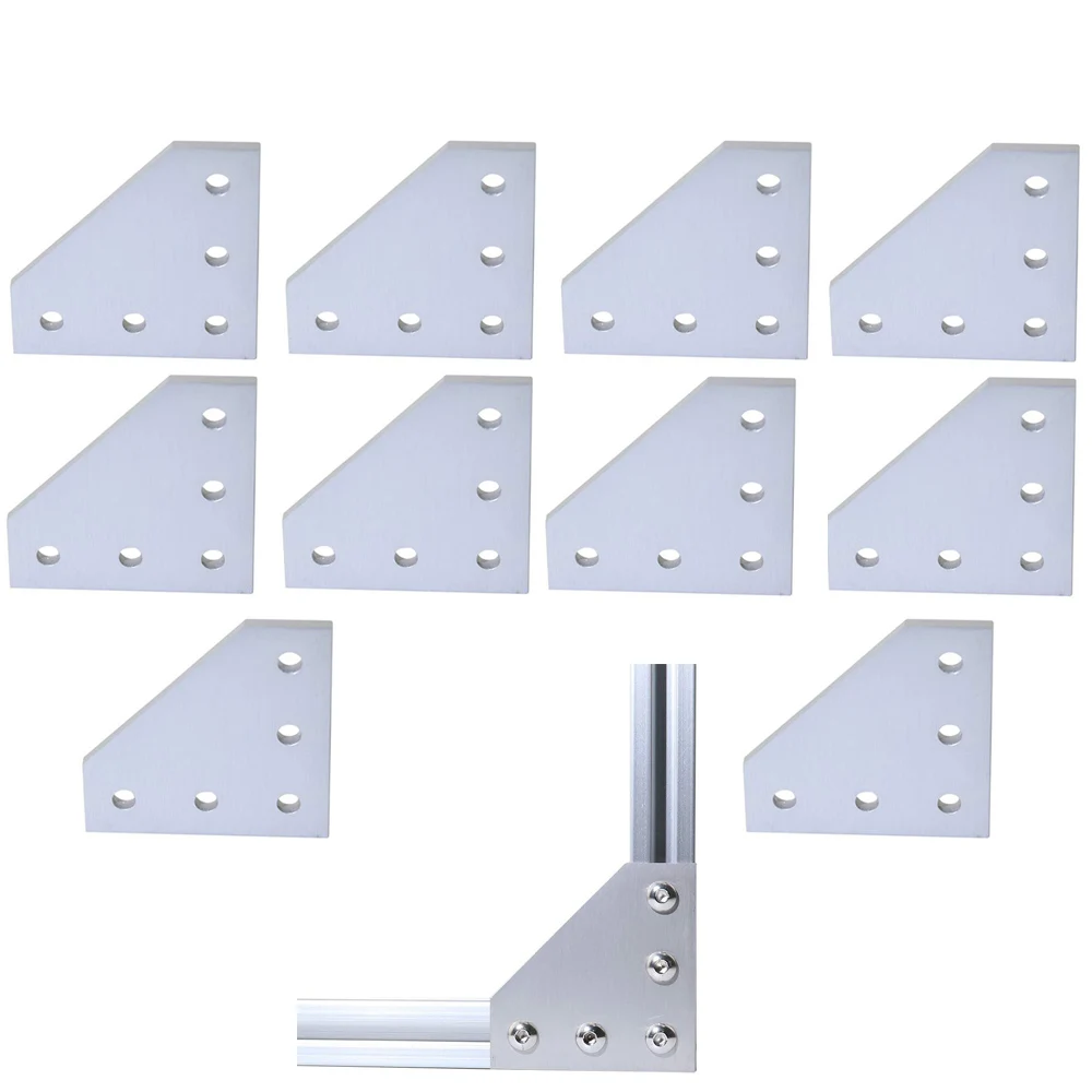 Baratos 10 pzas unids lote 3D impresora de aluminio en forma de L 5 agujeros 60x60x4mm Placa de unión para 2020 v Ranura ranura en L extrusión de aluminio