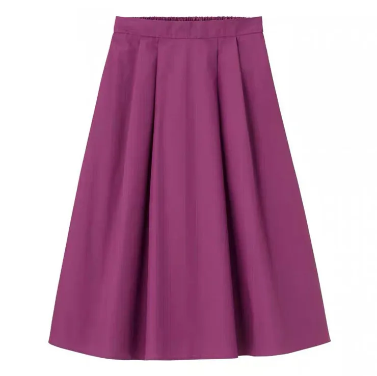 Большие Размеры M-6XL 7XL, весенне-осенняя Женская длинная хлопковая льняная юбка ярких цветов с высокой талией, Офисная Женская юбка черного, розового и фиолетового цветов - Цвет: Фуксия