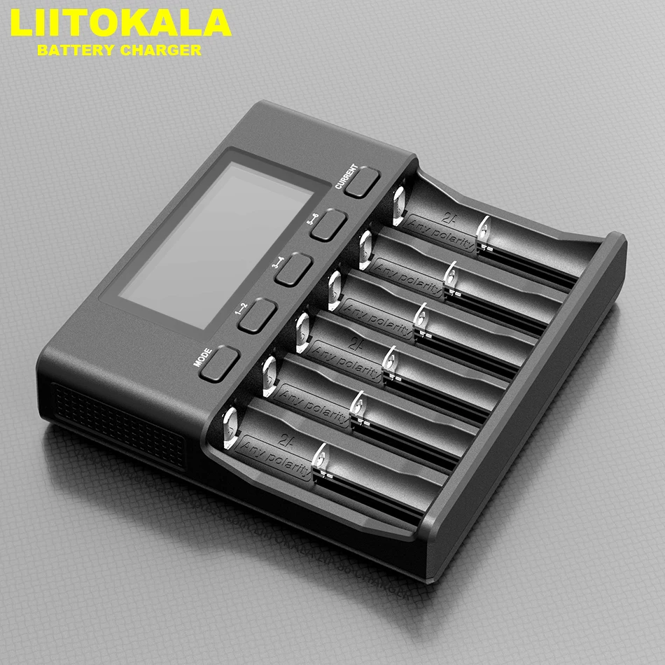 LiitoKala Lii-S6 Battery charger 18650 Charger 6-Slot Auto-Polarity Detect For 18650 26650 21700 32650 AA AAA batteries