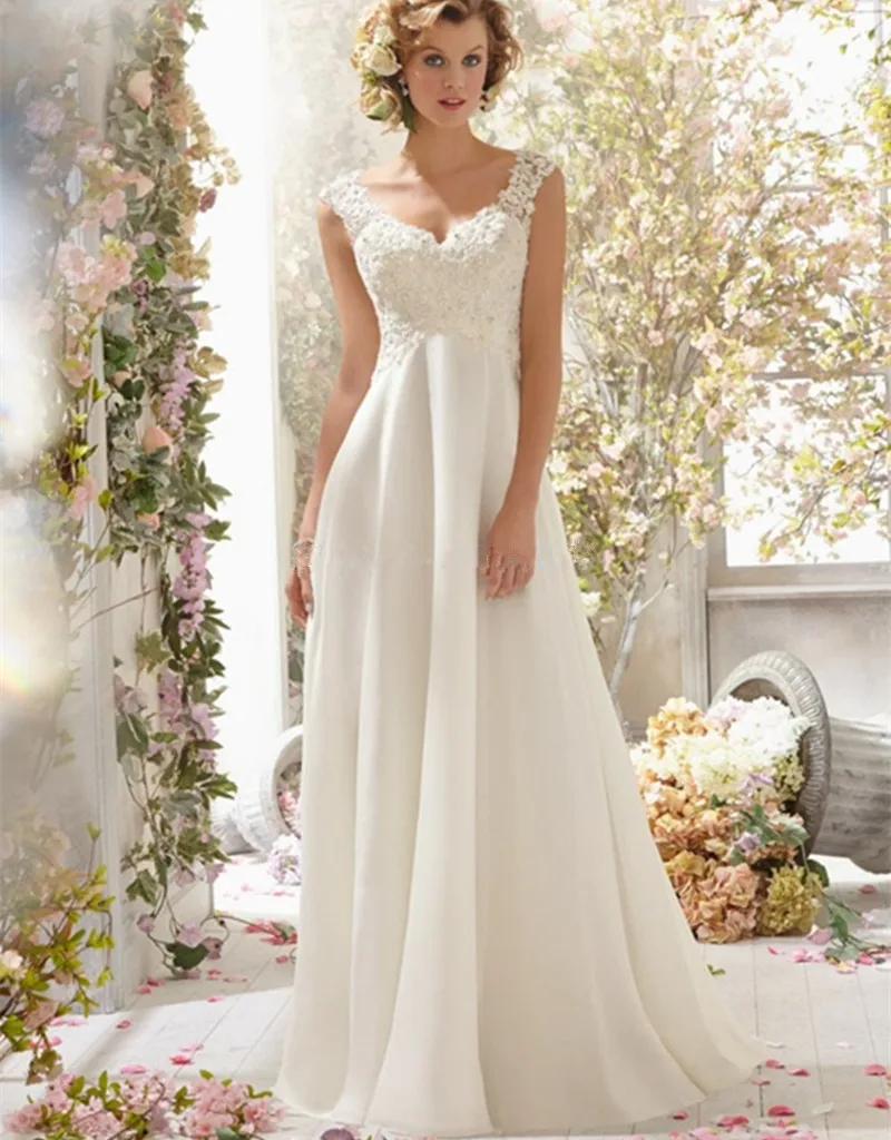 Hot Selling A Line Cheap Bridal Dress V neck Backless Appliqued Beaded Hot Selling A Line Cheap Bridal Dress V neck Backless Appliqued Beaded