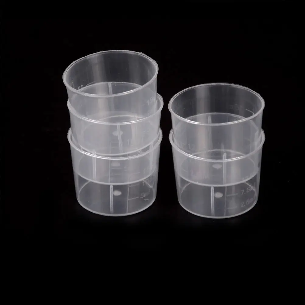 

5 Pcs/pack Plastic Test Measuring Cups 15ml Beaker Laboratory Supplies Ransparent Liquid Graduated Container Beaker
