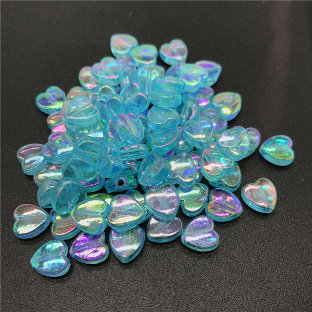 8mm Acrylic Spacer Beads Heart-shaped Charm Transparent Rainbow Color Beads For Jewelry Making DIY Jewelry Accessories