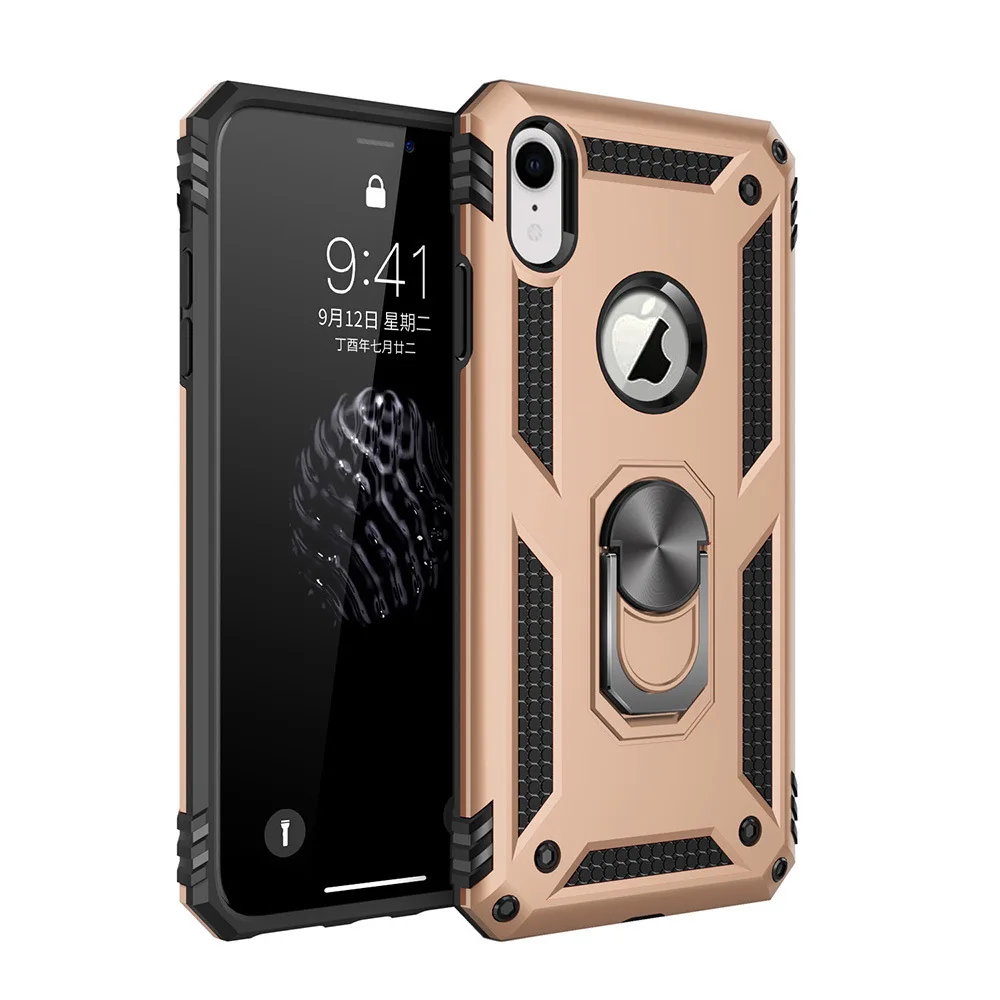 100 шт./лот, ударопрочный защитный чехол-подставка с кольцом для Iphone 11 pro max Xs max Xr X 8 7 plus